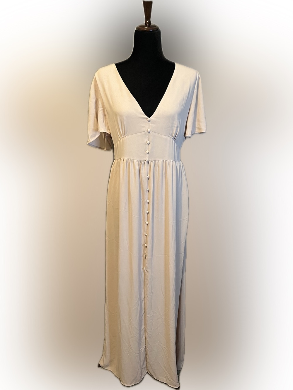 Everly Bhome Champagne Cream Maxi Dress size L
